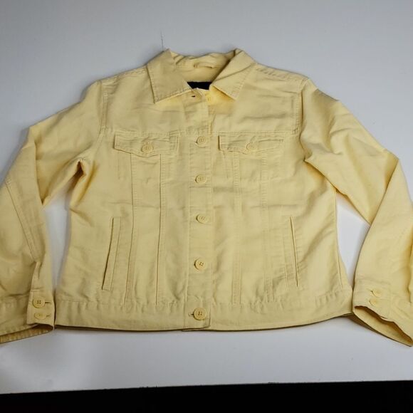 M EDDIE BAUER LINEN COTTON PALE PASTEL YELLOW SHIRT SHACKET JACKET MEDIUM - Picture 9 of 14